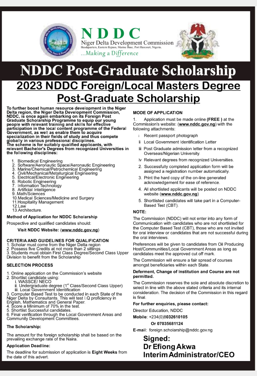 NDDC SCHOLARSHIP IS HERE AGAIN Isobi Royal Consult Limited